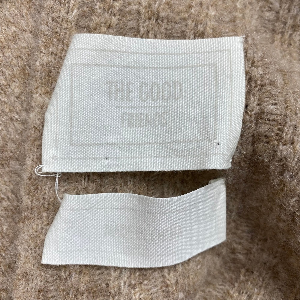 The Good Friends Women Sweater L Beige Wool Blend Back Tie Ribbon Balloon Sleeve - Picture 2 of 12